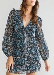 Margo V-Neck Floral Swing Lurex Mini Dress