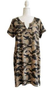 Cable & Gauge Dress Camo V-Neck Short Sleeve Casual A-Line T-Shirt Dress Large