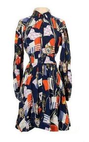 NWT Anthropologie Maeve Mini Shirtdress in Navy Flag Sail Nautical Dress S $160