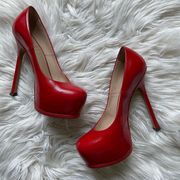 EUC Yves  Tribtoo Red Patent Pumps