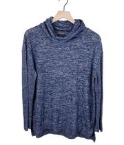 Sonoma Women's Heathered Indigo Blue Cowl Neck Pullover Sweater Size Large