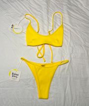 NWT  Yellow Ribbed Bikini Set