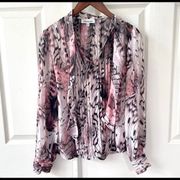 Jennifer Lopez pink pattern long  sleeved blouse