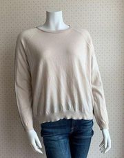 Brunello Cucinelli Cashmere Raglan Pullover Sweater Embellished Sleeves sz S PW5