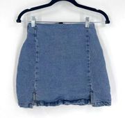 J. Galt Women's Cotton Blend Stretch Denim Mini Skirt Light Blue Size Small