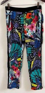 Hale Bob Lightweight Floral Casual Pants Tropical Print Colorful Vacation Small