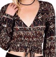 BNWT Volcom Stone Row Boho Long Sleeve Crop Wrap Top