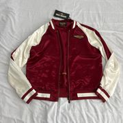 Harley-Davidson® 120th Anniversary Colorblocked Bomber Jacket  Size large  Condition: NWT  Color: red  Details : - Full zip  - See photos for approx. measurements laying flat 