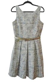 Dressbarn Silver Metallic Belted Sleeveless Holiday Dress