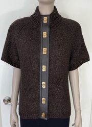 Brown Knit Wool Blend Sweater Blazer