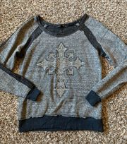 Studded Terry Cross Sweater Gray Navy S