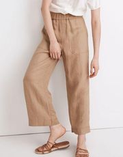 Madewell Linen-Blend Huston Pull-On Crop Pants Tan Size M Flowy Beach Popover