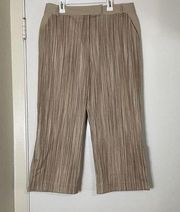 ST. JOHN sport Tan stripe Cropped split leg hem casual pants US 10