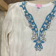 Lilly Pulitzer  Small White/Gold/Blue Amelia island tunic top