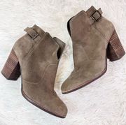 Taupe Suede Leather Ankle Booties 9M