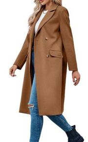 Double Breasted Peacoat Natch Lapel Collar Jacket Winter Long Coat size small