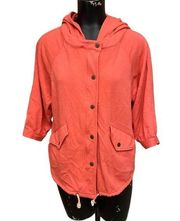 Stussy Coral Cotton Zip Snap Front Hoodie Size Large