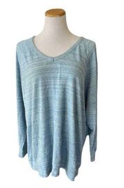 Womens Natural Reflections Heathered Plus V Neck Long Sleeve Cozy Top - Sz 3x