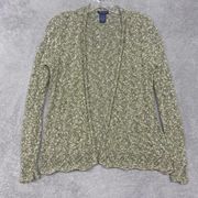 Doncaster Sweater Womens XS Green Linen Cotton Open Knit Casual Office