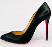 CHRISTIAN LOUBOUTIN Pigalle Follies 100mm Black Nappa Leather Pumps EU 37.5