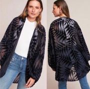 Anthropologie Floreat Black Fern Velvet Kimono Women's One Size