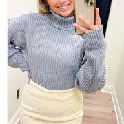 Grey Turtleneck Sweater 