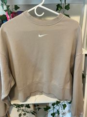 Beige Cropped  Crew Neck