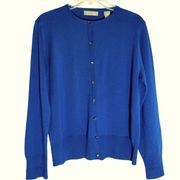 KATE HILL Italian Merino Wool cardigan blue size large