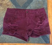 Maroon Jean Shorts