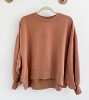 Zenana Boutique Tan Brown Mocha Oversized Crew Sweatshirt