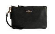 COACH F52850 Black Pebbled Leather Pouch Wristlet Wallet