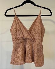 Monteau Pink Lace Tank Top