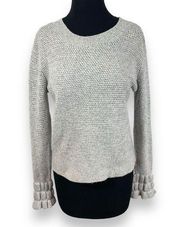 Club Monaco Gray Wool & Alpaca Blend Quilted Sleeve Cuff Knit Sweater