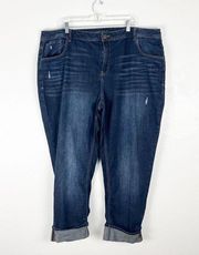 LANE BRYANT Straight Leg Cuffed High Rise Ripped Distressed Capris Jeans, 26