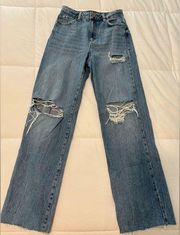 Garage wide leg distressed denim