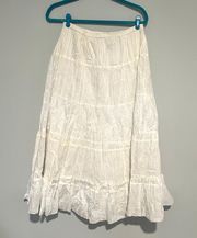 NEW Chicos Bohemian Boho Maxi White Eyelet Skirt