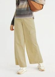 Time and Tru Women's Wide Leg Corduroy Cargo Pants 30" Inseam Size 16 Beige Tan