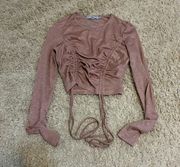 Pink Cropped Long Sleeve Size Xs