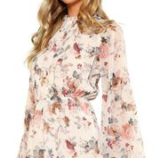 Romwe Floral Long Bell Sleeve Romper