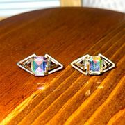 Katy Perry Silver Double Prism with Center Gem Stud Earrings Prism Collection