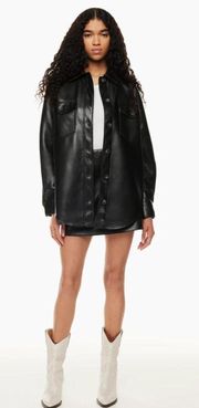 | Aritzia Black Ganna Leather Shirt Jacket