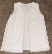 Womens white fluffy knitted back vest