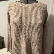 Soft button detail Sweater Pullover Large chunky knit beige tan Pink Clover