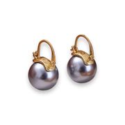 Gray Pearl Dangle Drop Earrings for Women