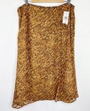 Rena Rowan Papaya Brown Printed Lightweight Skirt Women's Plus Size 18 NWT