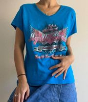 Hanes Blue Myrtle Beach Biker Tee