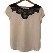 LC Lauren Conrad ⭐️Lauren Conrad Cream Top with Black Lace