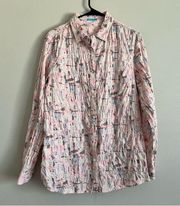 J.McLaughlin Women’s Pink Purple Textured Button Up Blouse Size Medium