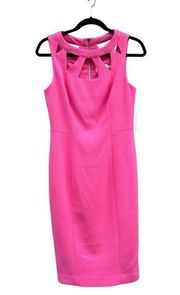 Cutout Strapless Midi Sheath Dress Hot Pink Coral Barbie NWT 8