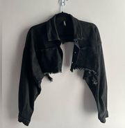 Super Cropped Black Denim Jacket size M